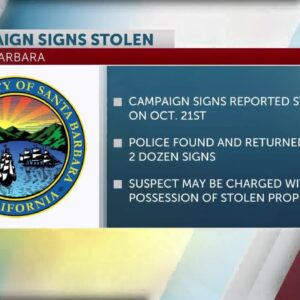 Santa Barbara resident faces criminal charges in connection with election sign stealing