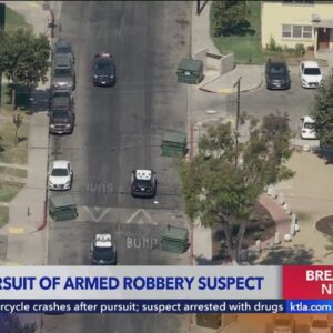 LAPD pursues fleeing armed robbery suspect in Los Angeles