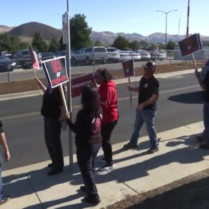 Airline workers demonstrate at SLO Airport for increased pay and safer working conditions