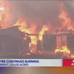 Firefighters making progress on Mountain Fire as Santa Ana winds briefly subside, but flames remain