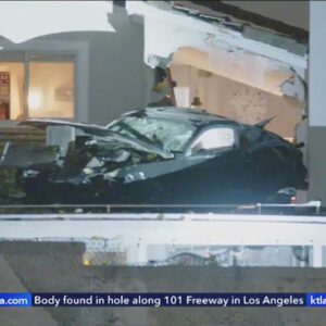 Car lands on balcony of Southern California home after wild crash