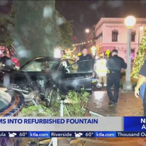 Driver slams into refurbished fountain in Orange