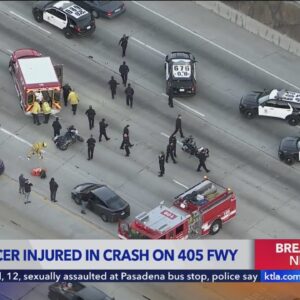 LAPD officer injured in crash on 405 Freeway