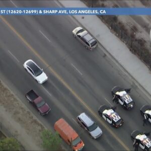 Los Angeles police in pursuit of alleged shooting suspect