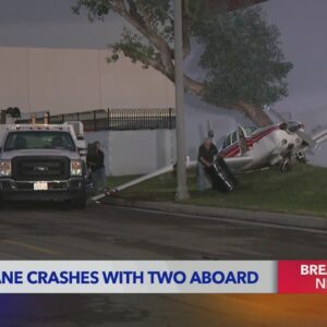 Plane hits tree after making emergency landing near Fullerton airport