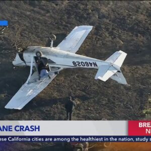 Two people survive crash-landing in field near 405 Freeway