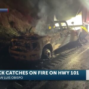 Fire crews put out truck fire that slows traffic in San Luis Obispo Sunday