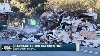 Garbage truck cargo catches fire on Calle Real