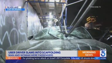 L.A. Uber driver nearly impaled by scaffolding in crash