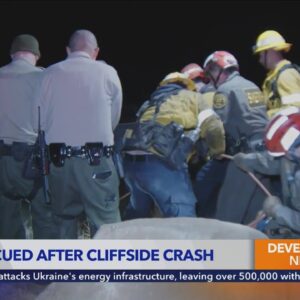 Driver plunges 200 ft as cliffside crash sparks fire in Santa Monica Mountains