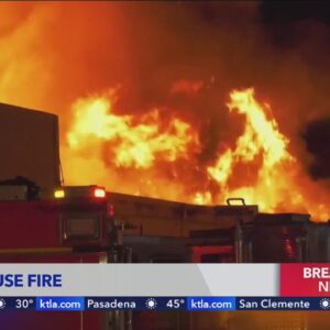 Massive fire torches warehouse in Los Angeles County 