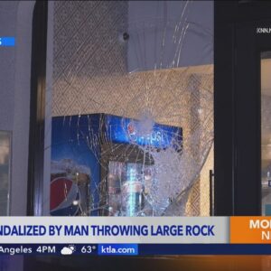 Rock, pickaxe used to shatter window of Los Angeles business