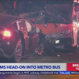 Tesla slams head-on into Metro bus