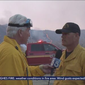 Fire officials speak to KTLA as Hughes Fire grows to over 9,400 acres