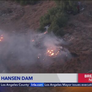 Firefighter pounce on brush fire in San Fernando Valley