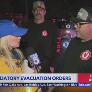 KTLA speaks to firefighters defending homes from Palisades Fire