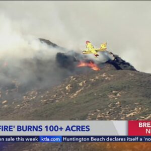 Firefighting aircraft deployed to fight rapidly-growing Hughes Fire near Castaic