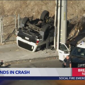 Police chase ends with a crash in the San Fernando Valley