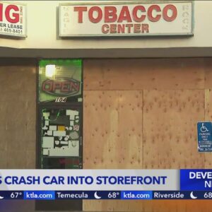 Burglars crash car into storefront of smoke shop