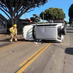 Fire crews on scene for car crash in Santa Barbara Friday afternoon