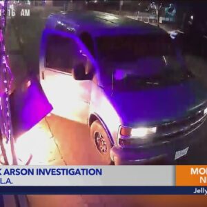 Arsonist steps out of van, lights taco truck on fire in downtown Los Angeles