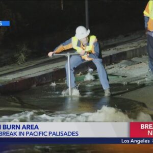 Sinkhole opens in Palisades burn area following water main break