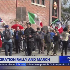 Demonstrators gathered in Boyle Heights to protest Trump's immgration policy