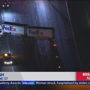 Crash involving FedEx truck closes westbound 10 Freeway in Pomona