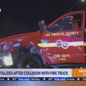 Firefighter limps back to station after violent crash