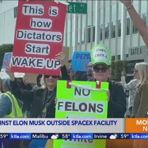 Protest against Elon Musk starts outside Hawthorne SpaceX facility