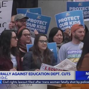 Protesters rally against layoffs at Department of Education